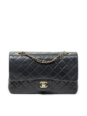 Chanel Quilted Double Flap Bag Black Lambskin Leather